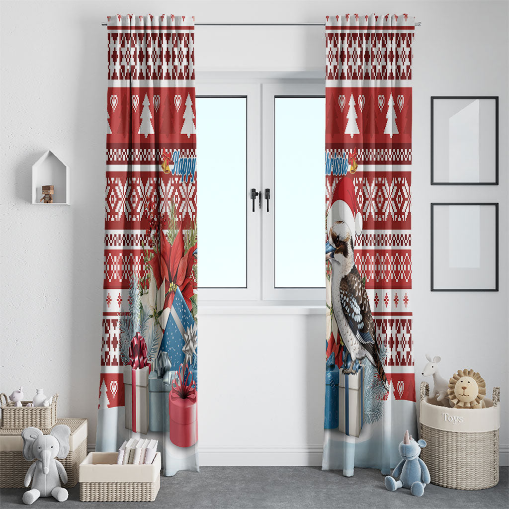 Australia Christmas In July Window Curtain Kookaburra Santa Red Color