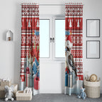Australia Christmas In July Window Curtain Kookaburra Santa Red Color