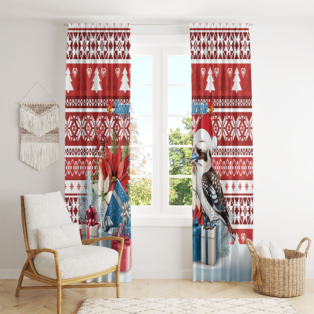 Australia Christmas In July Window Curtain Kookaburra Santa Red Color