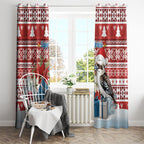Australia Christmas In July Window Curtain Kookaburra Santa Red Color