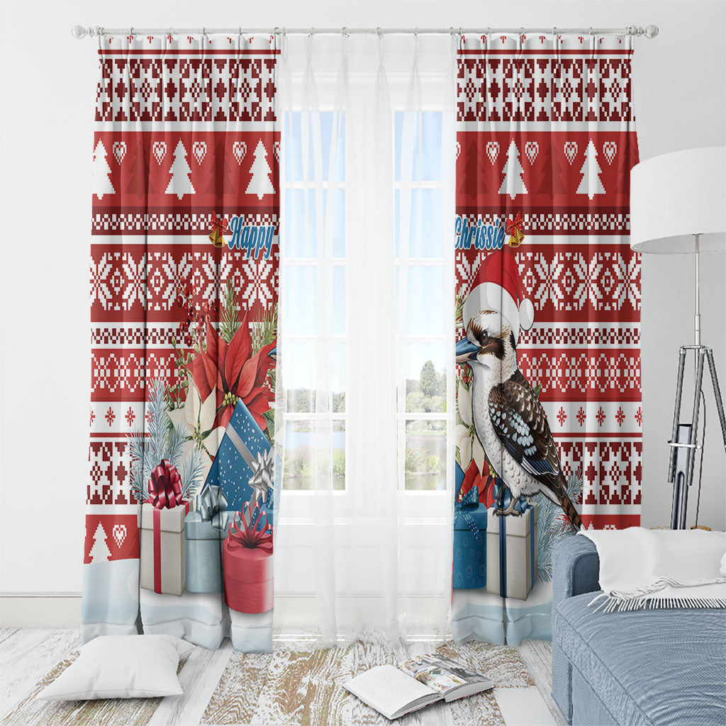 Australia Christmas In July Window Curtain Kookaburra Santa Red Color