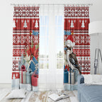 Australia Christmas In July Window Curtain Kookaburra Santa Red Color