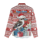 Australia Christmas In July Women Casual Shirt Kookaburra Santa Red Color
