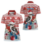 Australia Christmas In July Women Polo Shirt Kookaburra Santa Red Color