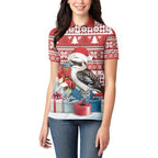 Australia Christmas In July Women Polo Shirt Kookaburra Santa Red Color