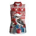 Australia Christmas In July Women Sleeveless Polo Shirt Kookaburra Santa Red Color