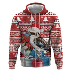 Australia Christmas In July Zip Hoodie Kookaburra Santa Red Color