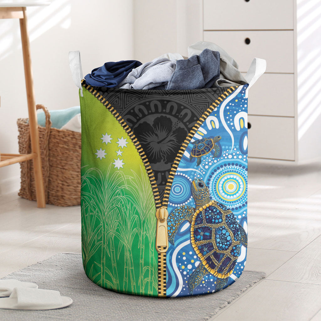 Australian South Sea Islanders National Recognition Day Laundry Basket Aussie Sugar Cane Turtle Aboriginal Style