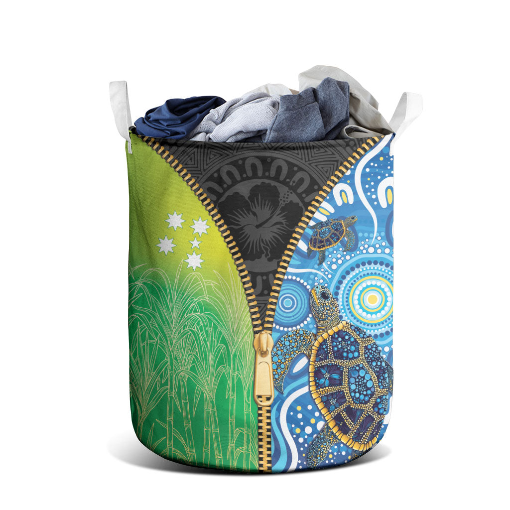Australian South Sea Islanders National Recognition Day Laundry Basket Aussie Sugar Cane Turtle Aboriginal Style
