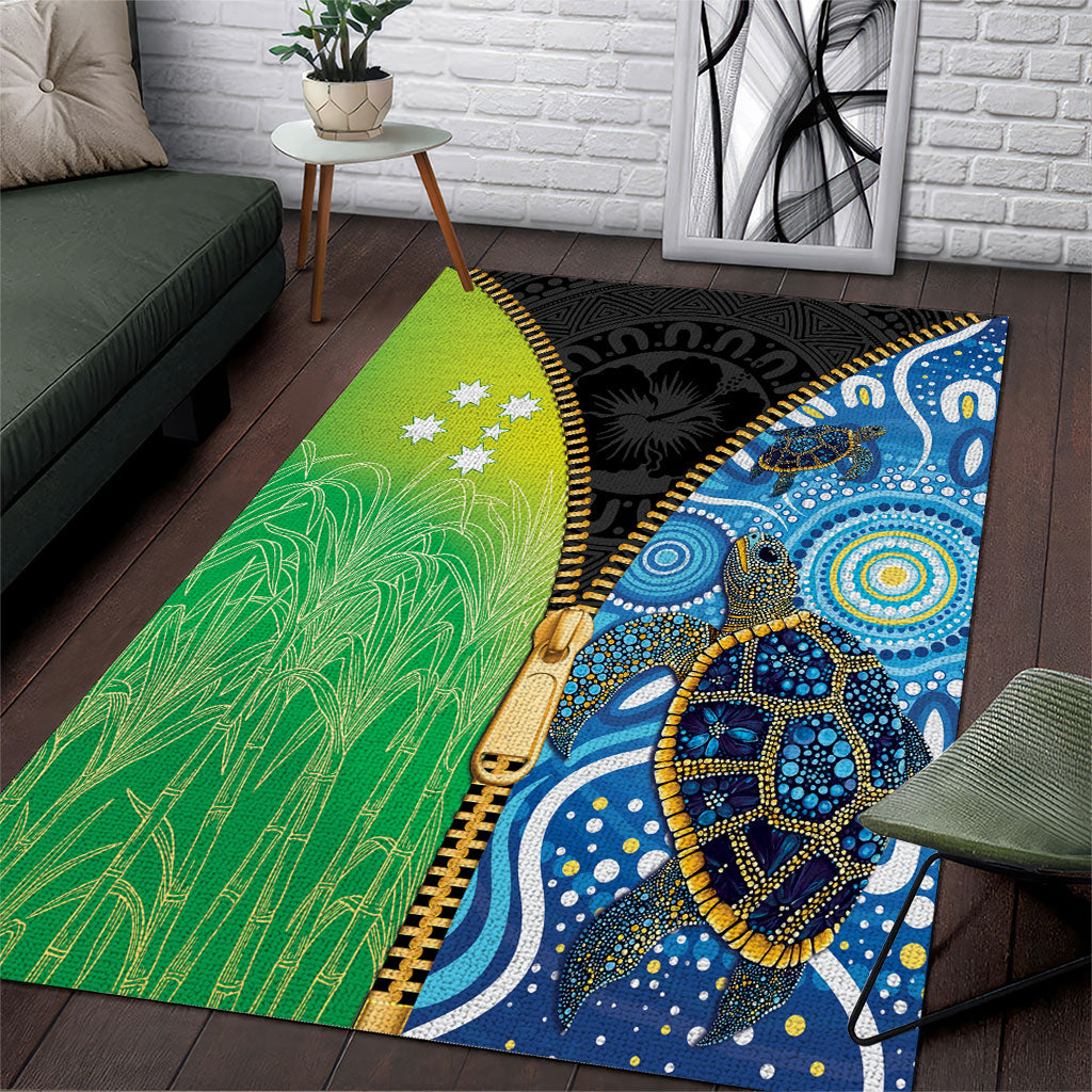 Australian South Sea Islanders National Recognition Day Area Rug Aussie Sugar Cane Turtle Aboriginal Style