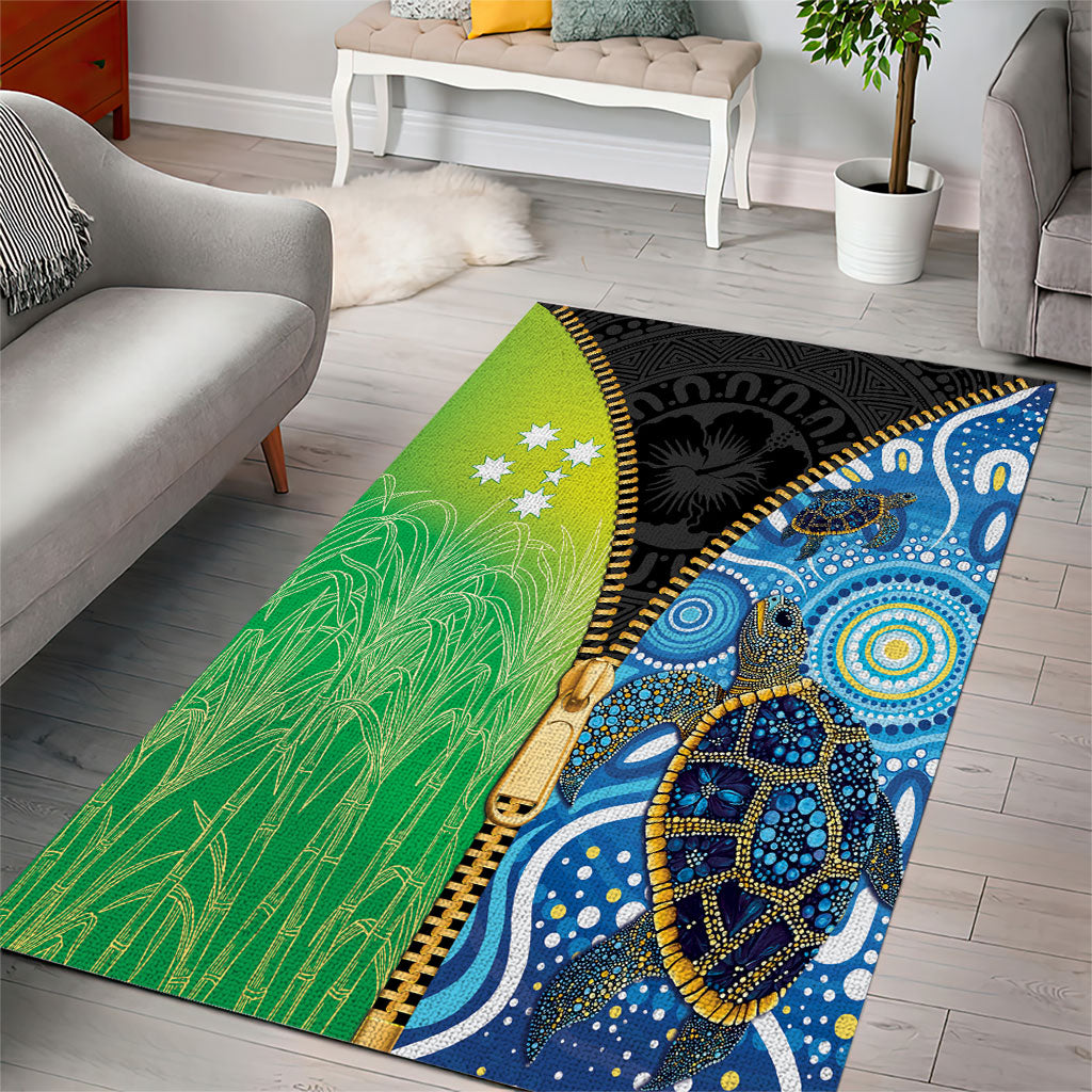 Australian South Sea Islanders National Recognition Day Area Rug Aussie Sugar Cane Turtle Aboriginal Style