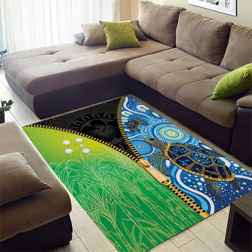 Australian South Sea Islanders National Recognition Day Area Rug Aussie Sugar Cane Turtle Aboriginal Style