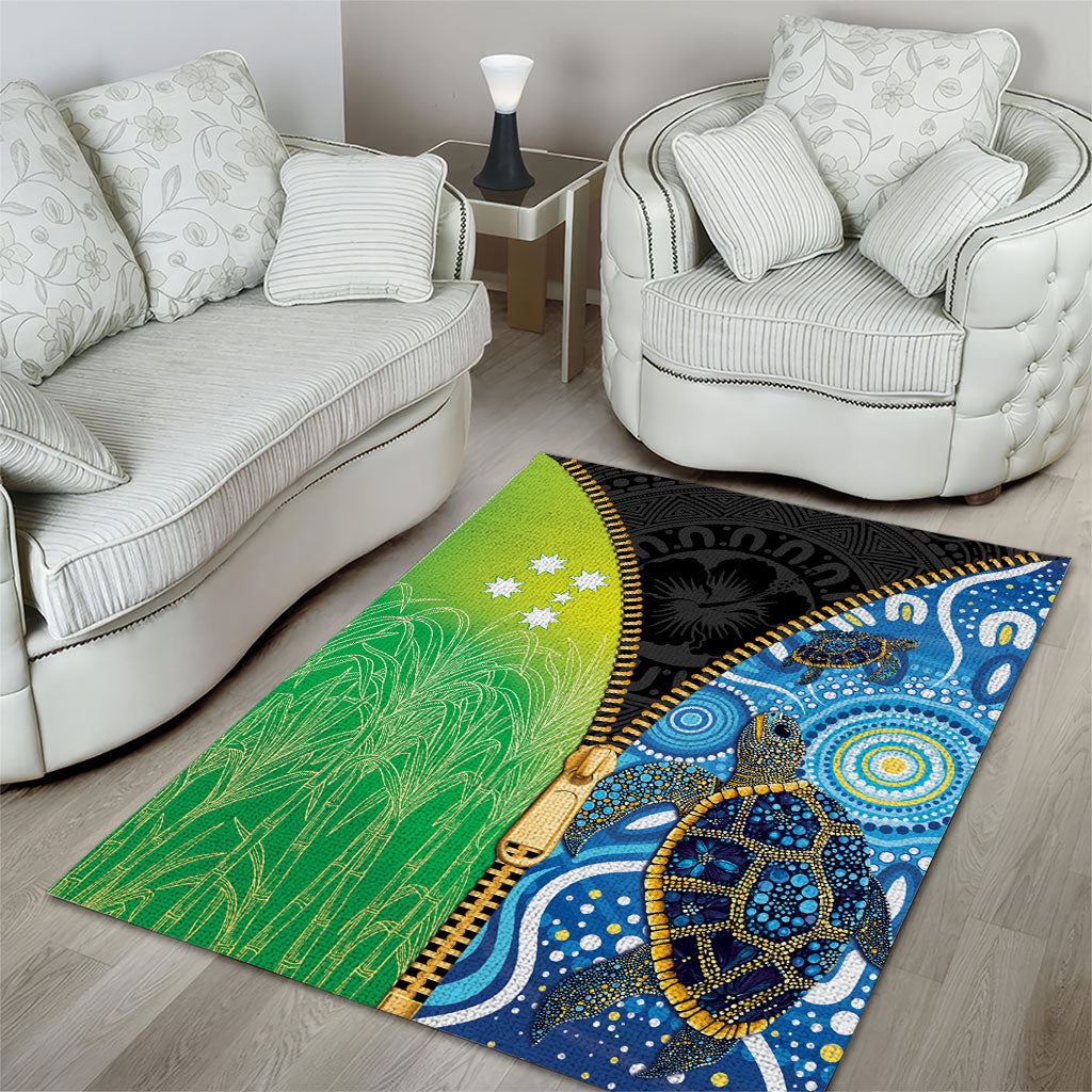 Australian South Sea Islanders National Recognition Day Area Rug Aussie Sugar Cane Turtle Aboriginal Style
