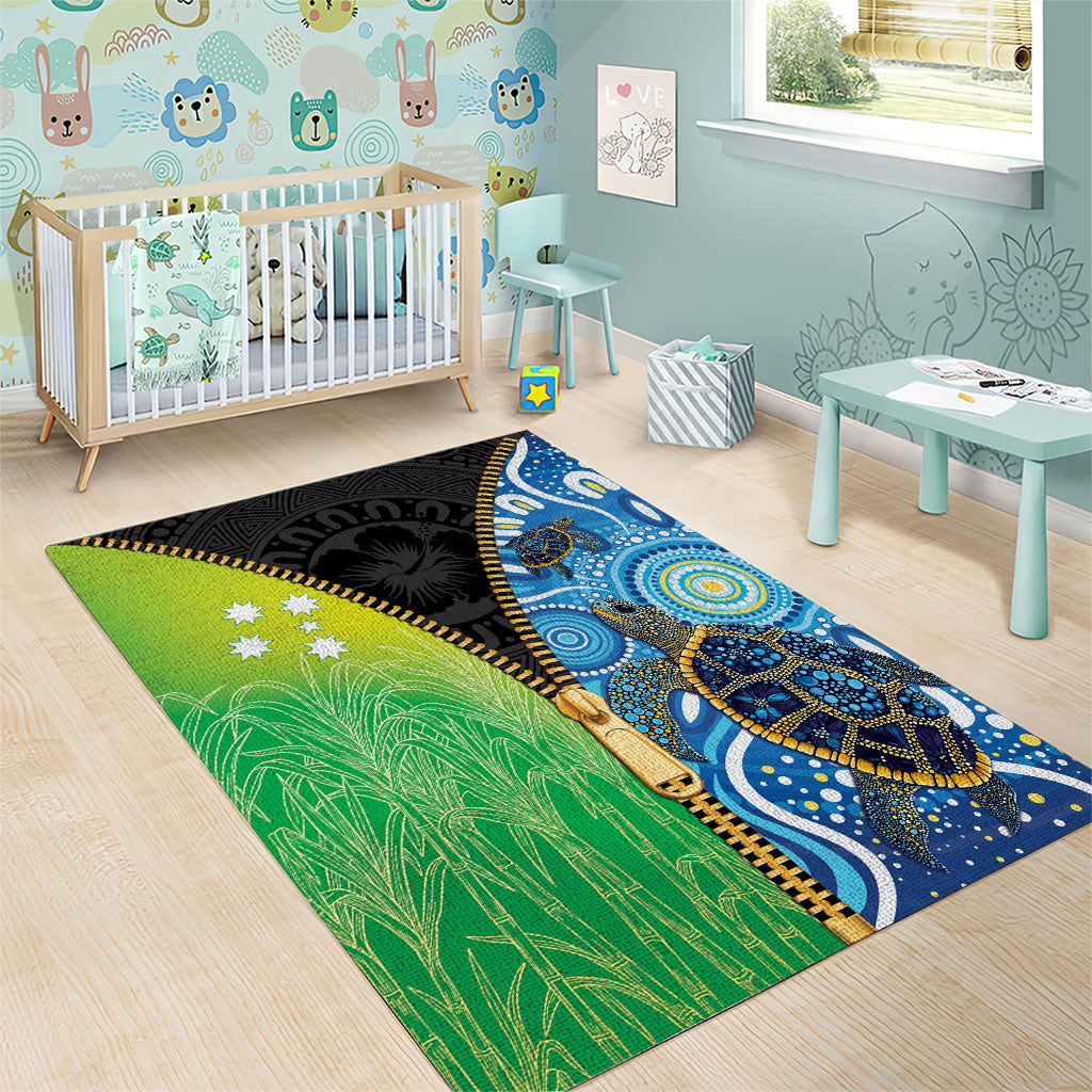 Australian South Sea Islanders National Recognition Day Area Rug Aussie Sugar Cane Turtle Aboriginal Style