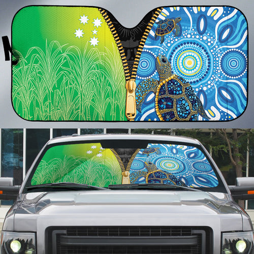 Australian South Sea Islanders National Recognition Day Auto Sun Shade Aussie Sugar Cane Turtle Aboriginal Style