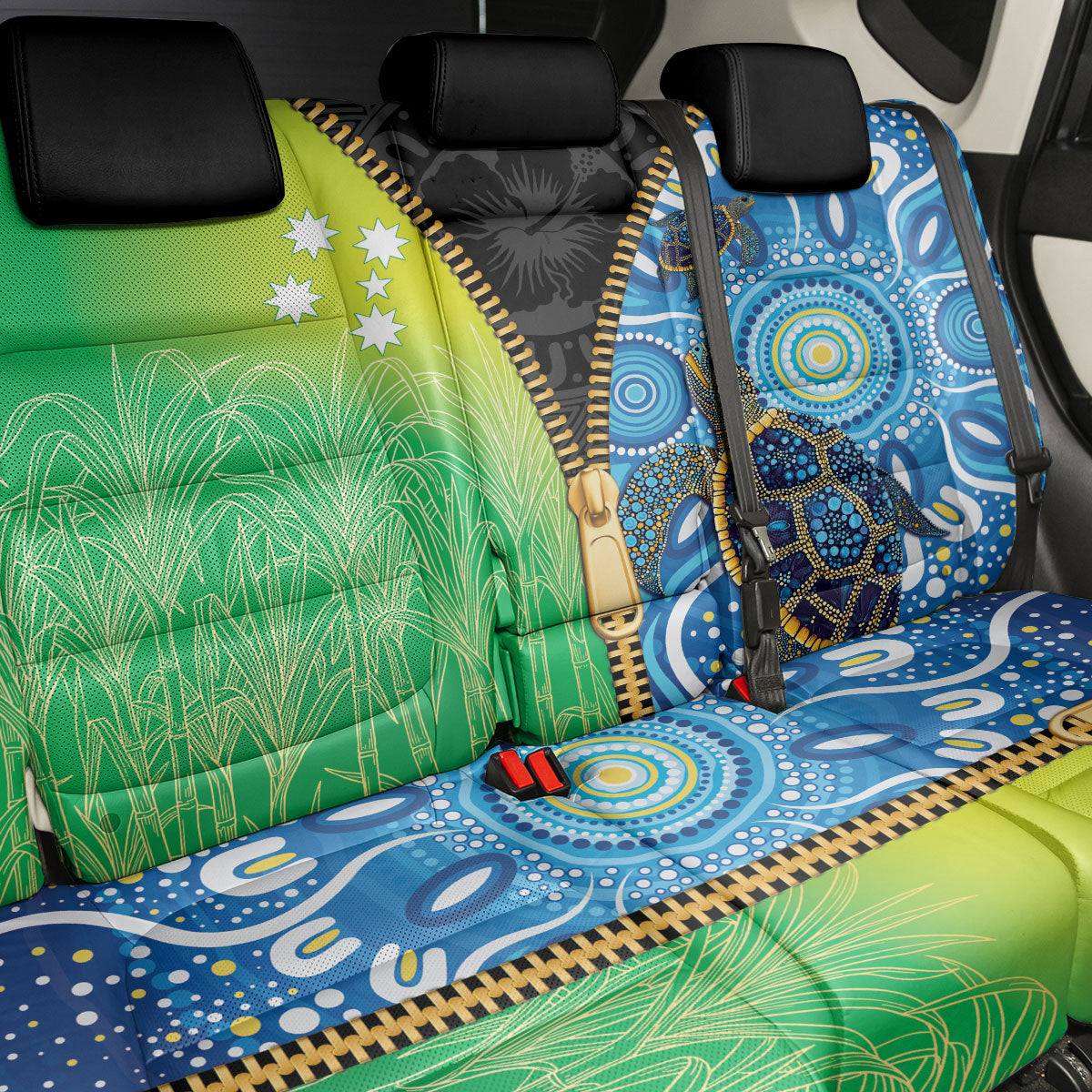 Australian South Sea Islanders National Recognition Day Back Car Seat Cover Aussie Sugar Cane Turtle Aboriginal Style