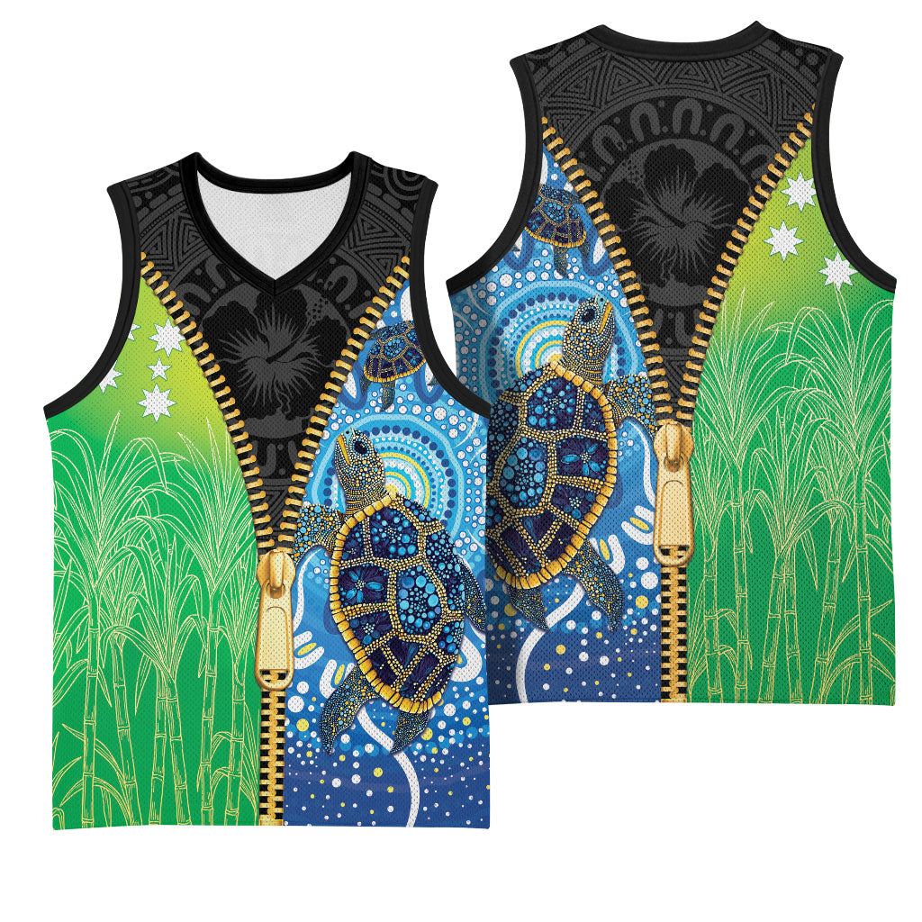 Australian South Sea Islanders National Recognition Day Basketball Jersey Aussie Sugar Cane Turtle Aboriginal Style