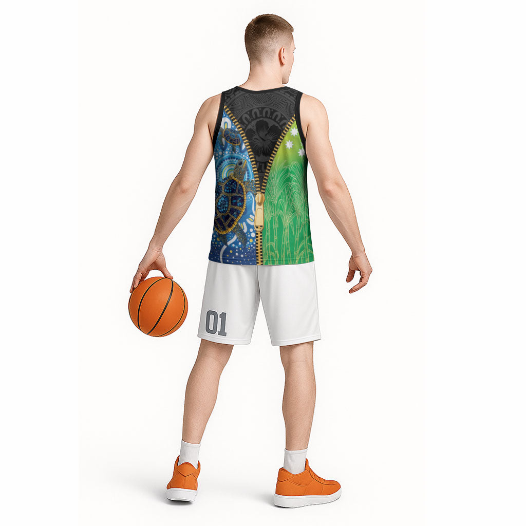 Australian South Sea Islanders National Recognition Day Basketball Jersey Aussie Sugar Cane Turtle Aboriginal Style