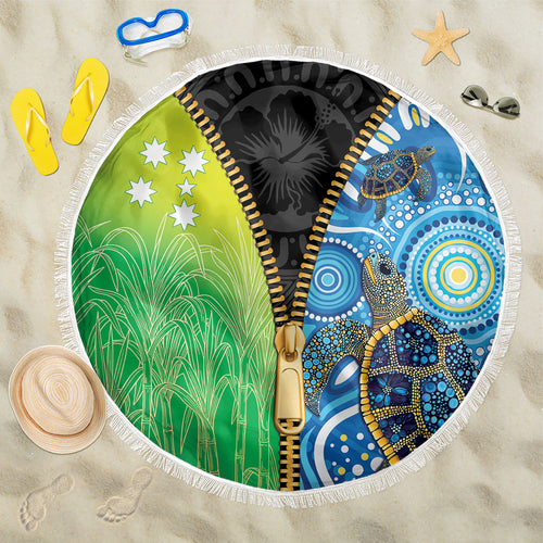 Australian South Sea Islanders National Recognition Day Beach Blanket Aussie Sugar Cane Turtle Aboriginal Style