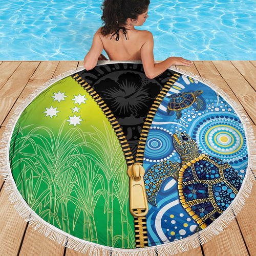 Australian South Sea Islanders National Recognition Day Beach Blanket Aussie Sugar Cane Turtle Aboriginal Style