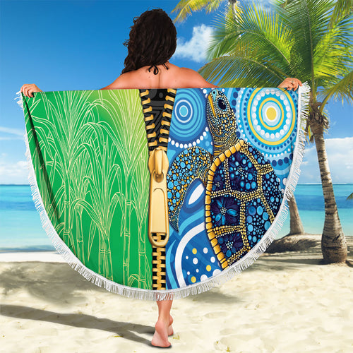 Australian South Sea Islanders National Recognition Day Beach Blanket Aussie Sugar Cane Turtle Aboriginal Style