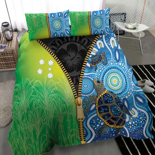 Australian South Sea Islanders National Recognition Day Bedding Set Aussie Sugar Cane Turtle Aboriginal Style