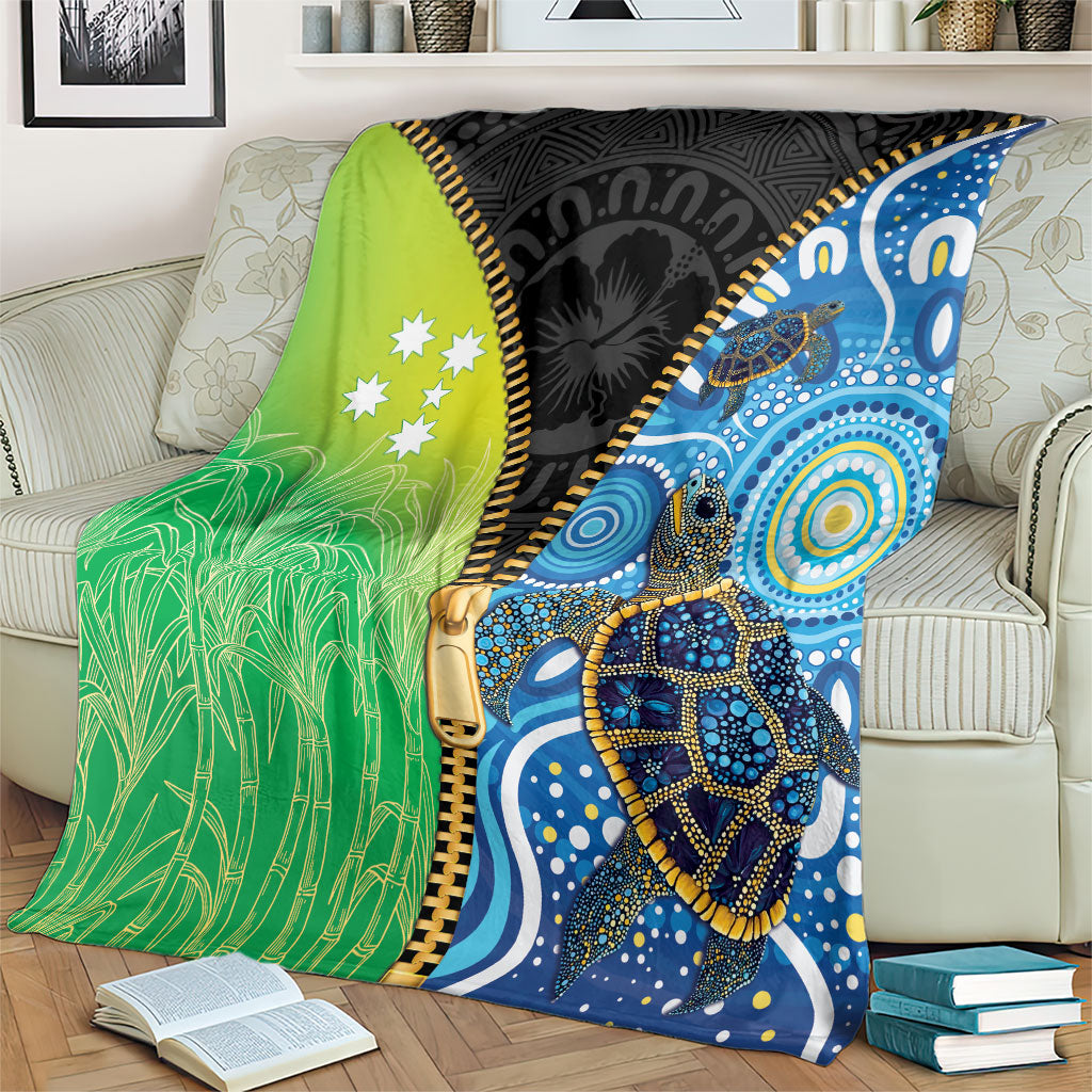 Australian South Sea Islanders National Recognition Day Blanket Aussie Sugar Cane Turtle Aboriginal Style