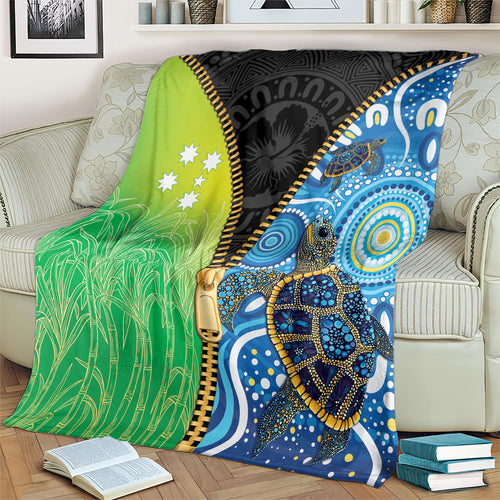 Australian South Sea Islanders National Recognition Day Blanket Aussie Sugar Cane Turtle Aboriginal Style