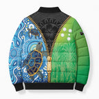 Australian South Sea Islanders National Recognition Day Bomber Puffer Jacket Aussie Sugar Cane Turtle Aboriginal Style