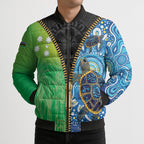 Australian South Sea Islanders National Recognition Day Bomber Puffer Jacket Aussie Sugar Cane Turtle Aboriginal Style