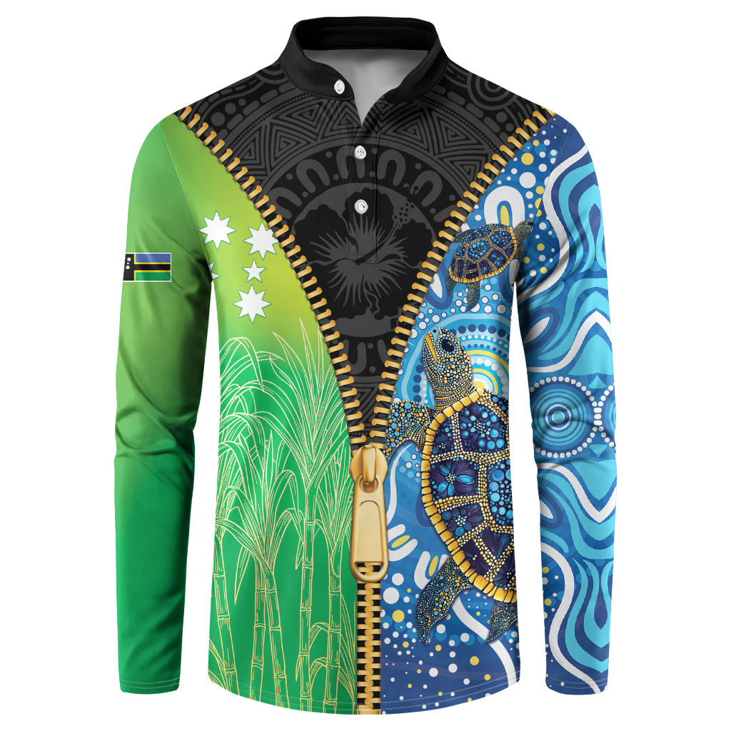 Australian South Sea Islanders National Recognition Day Button Sweatshirt Aussie Sugar Cane Turtle Aboriginal Style