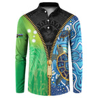 Australian South Sea Islanders National Recognition Day Button Sweatshirt Aussie Sugar Cane Turtle Aboriginal Style