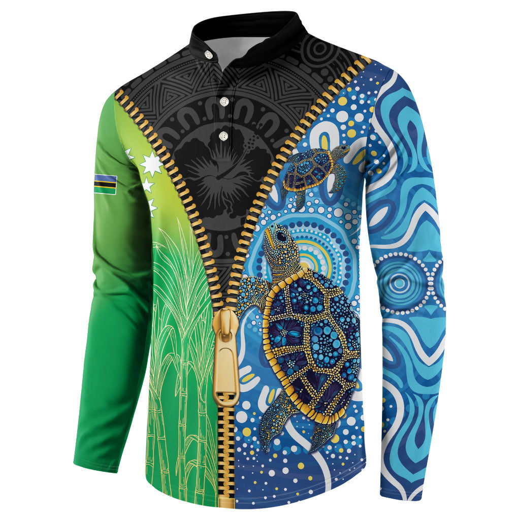 Australian South Sea Islanders National Recognition Day Button Sweatshirt Aussie Sugar Cane Turtle Aboriginal Style