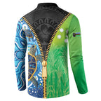 Australian South Sea Islanders National Recognition Day Button Sweatshirt Aussie Sugar Cane Turtle Aboriginal Style