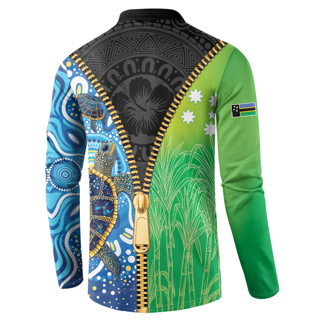 Australian South Sea Islanders National Recognition Day Button Sweatshirt Aussie Sugar Cane Turtle Aboriginal Style