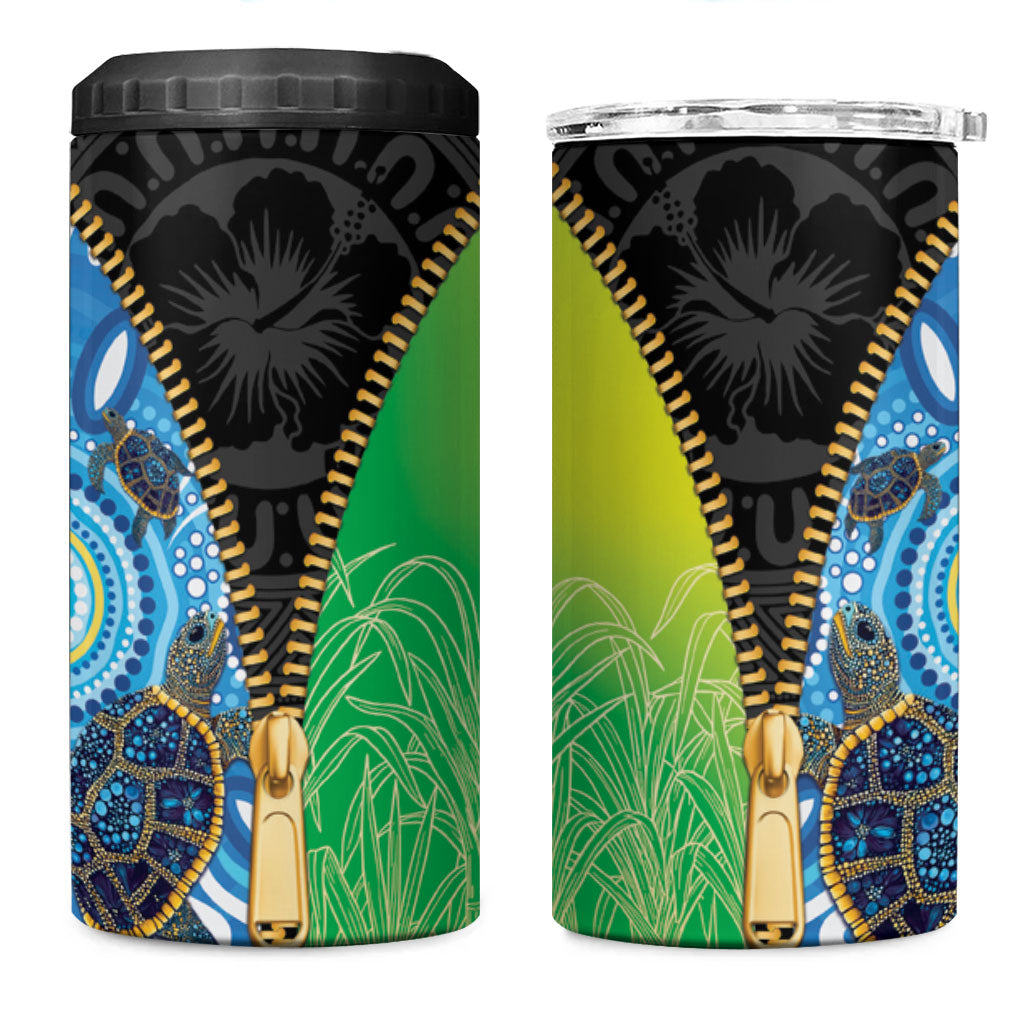 Australian South Sea Islanders National Recognition Day 4 in 1 Can Cooler Tumbler Aussie Sugar Cane Turtle Aboriginal Style