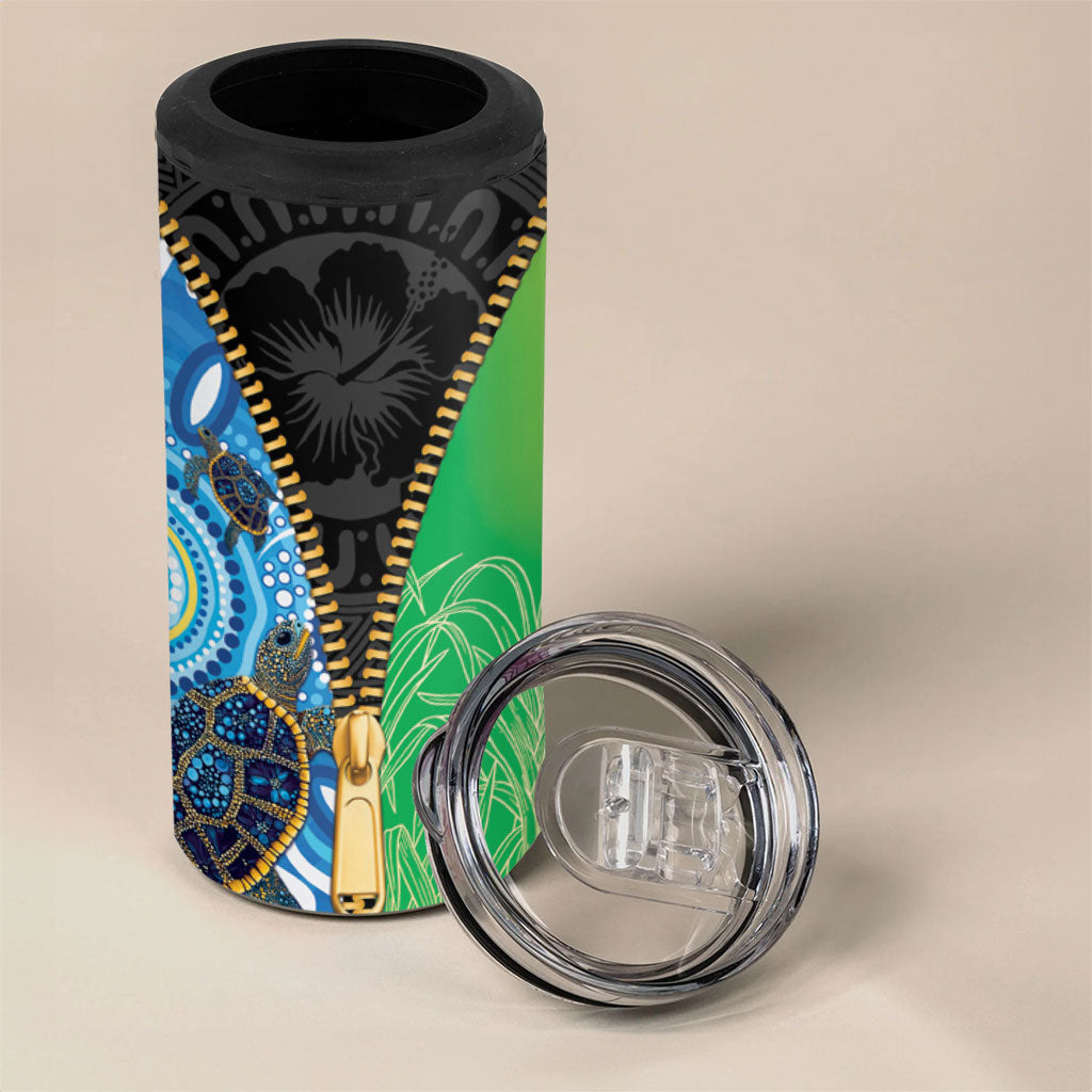 Australian South Sea Islanders National Recognition Day 4 in 1 Can Cooler Tumbler Aussie Sugar Cane Turtle Aboriginal Style