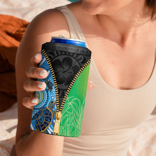 Australian South Sea Islanders National Recognition Day 4 in 1 Can Cooler Tumbler Aussie Sugar Cane Turtle Aboriginal Style
