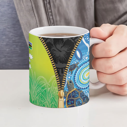 Australian South Sea Islanders National Recognition Day Ceramic Mug Aussie Sugar Cane Turtle Aboriginal Style