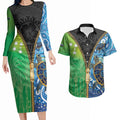 Australian South Sea Islanders National Recognition Day Couples Matching Long Sleeve Bodycon Dress and Hawaiian Shirt Aussie Sugar Cane Turtle Aboriginal Style