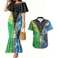 Australian South Sea Islanders National Recognition Day Couples Matching Mermaid Dress and Hawaiian Shirt Aussie Sugar Cane Turtle Aboriginal Style