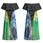 Australian South Sea Islanders National Recognition Day Couples Matching Off Shoulder Maxi Dress and Hawaiian Shirt Aussie Sugar Cane Turtle Aboriginal Style