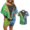 Australian South Sea Islanders National Recognition Day Couples Matching Off Shoulder Short Dress and Hawaiian Shirt Aussie Sugar Cane Turtle Aboriginal Style