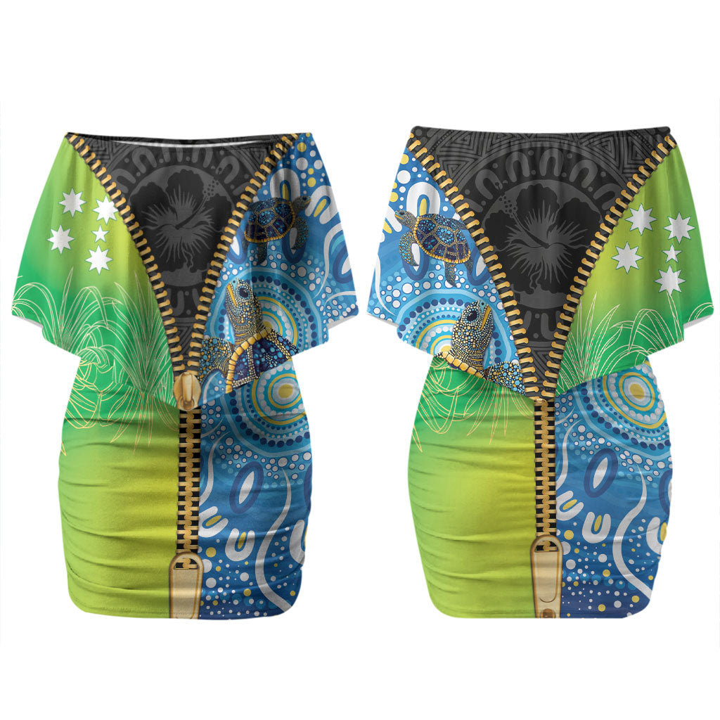Australian South Sea Islanders National Recognition Day Couples Matching Off Shoulder Short Dress and Hawaiian Shirt Aussie Sugar Cane Turtle Aboriginal Style