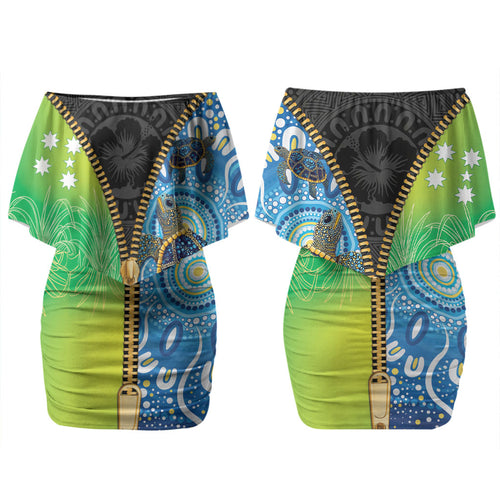 Australian South Sea Islanders National Recognition Day Couples Matching Off Shoulder Short Dress and Hawaiian Shirt Aussie Sugar Cane Turtle Aboriginal Style