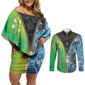Australian South Sea Islanders National Recognition Day Couples Matching Off Shoulder Short Dress and Long Sleeve Button Shirt Aussie Sugar Cane Turtle Aboriginal Style