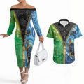 Australian South Sea Islanders National Recognition Day Couples Matching Off The Shoulder Long Sleeve Dress and Hawaiian Shirt Aussie Sugar Cane Turtle Aboriginal Style