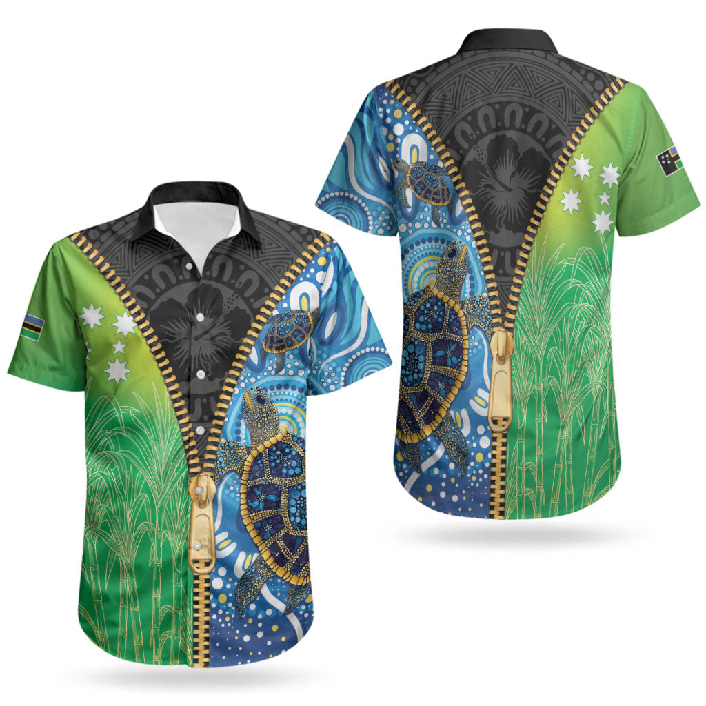 Australian South Sea Islanders National Recognition Day Couples Matching Off The Shoulder Long Sleeve Dress and Hawaiian Shirt Aussie Sugar Cane Turtle Aboriginal Style