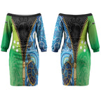 Australian South Sea Islanders National Recognition Day Couples Matching Off The Shoulder Long Sleeve Dress and Hawaiian Shirt Aussie Sugar Cane Turtle Aboriginal Style