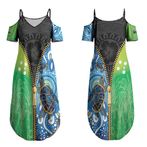 Australian South Sea Islanders National Recognition Day Couples Matching Summer Maxi Dress and Hawaiian Shirt Aussie Sugar Cane Turtle Aboriginal Style